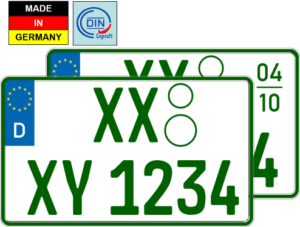 Grünes Zweizeiliges Kennzeichen Nummernschild