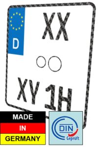 Motorrad Oldtimer H-Kennzeichen Nummernschild Carbon-Optik