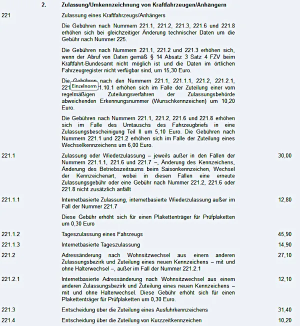 Gebührenordnung für Maßnahmen im Straßenverkehr, GebOSt, Gesetzestext